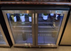 1 x Gamko Two Door Back Bar Bottle Cooler With Stainless Steel Finish - Model  MG1-1250GCS -  Red