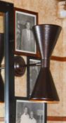 2 x Halogen Wall Mounted Light Fittings With Brown Pitted Finish - Pair of - GZ10/GU10 50w Max - H43