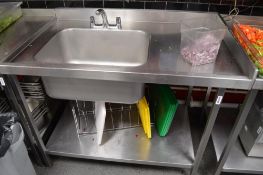 1 x Stainless Steel Right Hand Corner Sink Basin Unit - Features Anti Drip Edges, Mixer Tap and
