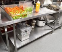 1 x Stainless Steel Preparation Bench With Undershelf - H92 x W151 x D76 cms - Ref NC354 - CL390 -