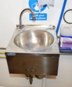 1 x Stainless Steel Knee Controlled Hand Wash Basin With Soap and Paper Towel Dispensers - Ref NC367