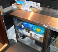 1 x Stainless Steel Back Bar Prep Table With Adjustable Shelves - Left Hand - H81 x W104 x D58 cms -