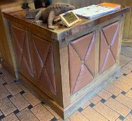 1 x Copper Topped, Wood And Upholstered Reception Desk - Dimensions: L125cm W110cm H110cm - CL339 -