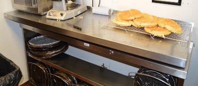 1 x Large Stainless Steel Counter Top Wall Mounted Shelf With Brackets - W170 x D60 cms - Ref