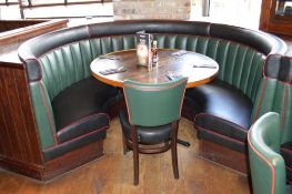 2 x Contemporary Semi Circle Seating Booths - Features a Leather Upholstery in Green and Black,