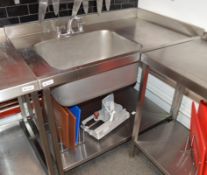 1 x Stainless Steel Right Hand Corner Sink Basin Unit - Features Anti Drip Edges, Mixer Tap and