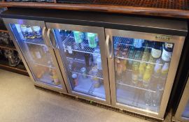 1 x Gamko High Capacity Triple Hinged Door Backbar Bottle Cooler - Stainless Steel Finish - Model