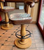 6 x Wood And Upholstered Bar Stools - Dimensions: H108cm x W45cm - CL339 - From a Popular Mexican Th
