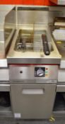 1 x Angelo Po Twin Basket Fryer - Stainless Steel Finish - 40cm Width - CL390 - Location: