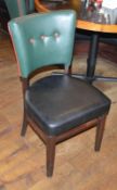 8 x Contemporary Button Back Restaurant Dining Chairs - Upholstered in a Quality Green and Black