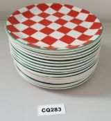 17 x Steelite Plates Checkered Red&White With Green Outline 20CM - Ref CQ283