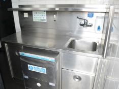 1 x Stainless Steel Commercial Kitchen Prep Area With Basin And Undercounter Storage