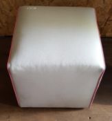 3 x Cream Rectangular Faux Leather Seating Benches / Stools / Ottomans With Pink Detailing - Ex-Disp