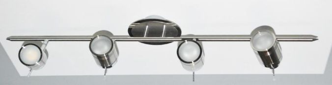 1 x Tauros Four Bar Ceiling Spot Light - Polished Chrome With Smoked Glass Diffusers - Ex Display St