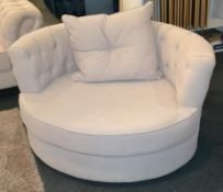1 x Ivory Fabric Buttoned Back Swivel Chair Seat. A personal favourite from the collection with its