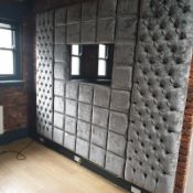 1 x Opulent Bespoke 2.9 Metre Wide Wall Mounted Headboard With Built-In 44" TV - Richly Upholst