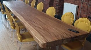 1 x Impressive 4-Metre Long One-Piece Solid Oak Table Top - Ex-Display Showroom Piece In Very Good C