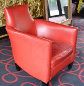 4 x Commercial Armchairs Upholstered In A Bright Red Leather - CL392 - Ref LD305 3F
