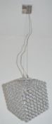 1 x Pendant 4-Light Ceiling Light With Clear Crystal Button Inserts And A Polished Chro