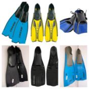 6 x Pairs Of Diving Fins - Ref: NS157, NS158, NS159, NS160, NS161, NS162, NS163, NS164, NS165, NS166