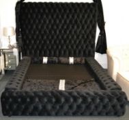1 x Luxurious Bespoke Black Plush Velour Bed Set. This stylish buttoned patterned double bed and mat