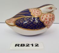 1 x COLLECTIBLE ROYAL CROWN DERBY QUAIL BIRD CHINA PAPERWEIGHT - Ref RB212 I