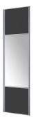 1 x VALLA 1 Sliding Wardrobe Door In Dark Grey With A Silver Mirror And Grey Lacquered Steel Profile