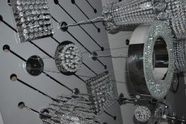 1 x LED Chrome Decorative Ring Pendant Finished With Clear Crystal Glass - Ex Display Stock - CL298