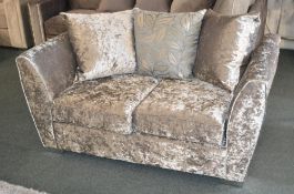 1 x Extravagant Silver Crushed Velvet Double Seater Sofa. This eye catching piece would bring bright