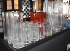 22 x Assorted Glass Vases - Various Sizes Ranging From 24cm To 60cm High - CL392 - Ref LD174 1F -
