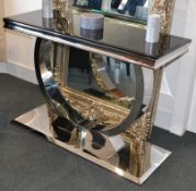 1 x Elegant Bespoke Black Glass Console Table. This item is straight out of the showroom and is in v