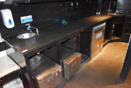 1 x Commercial Kitchen Preparation Area With Stone Worktops, Integrated Fridges, Integrated Sink