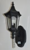 1 x Bel Aire Aluminium Ip44 Black Outdoor Wall Light, Clear Glass, Sensor - Ex Display Stock - Dimen