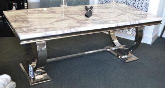 1 x Luxurious Light Grey Marble Dining Table. One stunning dining table covered with a light grey ma
