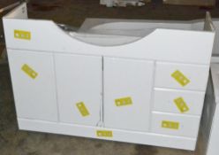 1 x Large 3-Door, 3-Drawer Vanity unit In Gloss White - Dimensions To Follow - New / Unused Stock In