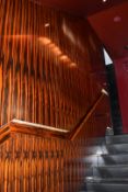 1 x Zebrano Wood Stair Panelling With Integrated Illuminated Hand Rail - Five Metres In Length -
