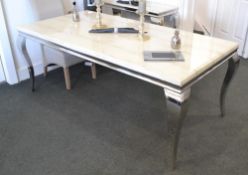 1 x Luxurious Cream Marble Dining Table. One stunning dining table covered with a cream marble top r