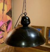 6 x Metal Bistro Ceiling Lights in Black and Gold - Dimensions: Drop 80cm x Diameter 47cm  - CL339 -