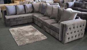 1 x Elegant Bespoke Dark Grey Plush Velvet Corner Sofa. A modern and extremely comfortable sofa desi