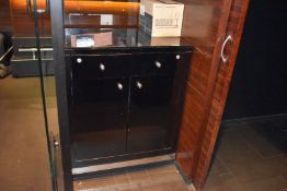 1 x Restaurant Service Cabinet in Black With Glass Top - H91 x W80 x D40 cms - CL392 - Ref LD131
