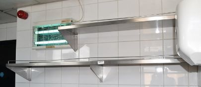 A Pair Of Stainless Steel Commercial Kitchen Shelves - CL392 - Ref LD327 3F - Location: London WC2H