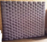 1 x Opulent Bespoke Buttoned Bed Headboard Covered In A Silvery Crushed Velvet - Ref BY0001 - H205 /