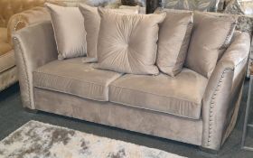 1 x Elegant Triple Seater Sliver Plush Velvet Sofa. A perfect piece for lighting up your home and ad