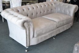 1 x Chesterfield Light Grey Velour 2 Seater Sofa . A Class Design & lovly soft sofa resting on c