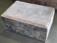 1 x Dark Grey Plush Velvet Rectangular Pouffe. A perfect addition to any living room for that ultima