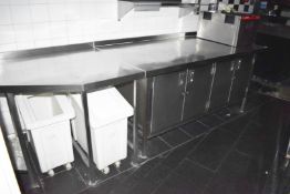 1 x Commercial Stainless Steel Prep Bench With Integrated Storage Cabinets - H89 x W307 x D89