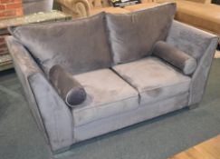 1 x Luxurious Dark Grey Plush Velour Double Seater Sofa. One stylish and soft velour single seater s