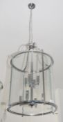 1 x Victorian Lantern Chrome 8-Light Ceiling Fitting With Clear Glass Panels - Ex Display Stock - CL