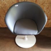 Set Of 3 Grey Modern Round Sleek Chairs/Stools With White Metal Base - Ref BY261 - H75 / L68 / W55cm
