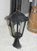 1 x Alex Ip44 Black Die Cast Aluminium Outdoor Post Lamp Clear Glass Panels - Dimensions: 53 x 26cm